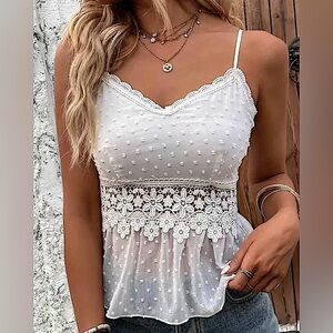 White Women's Lace Tank Top